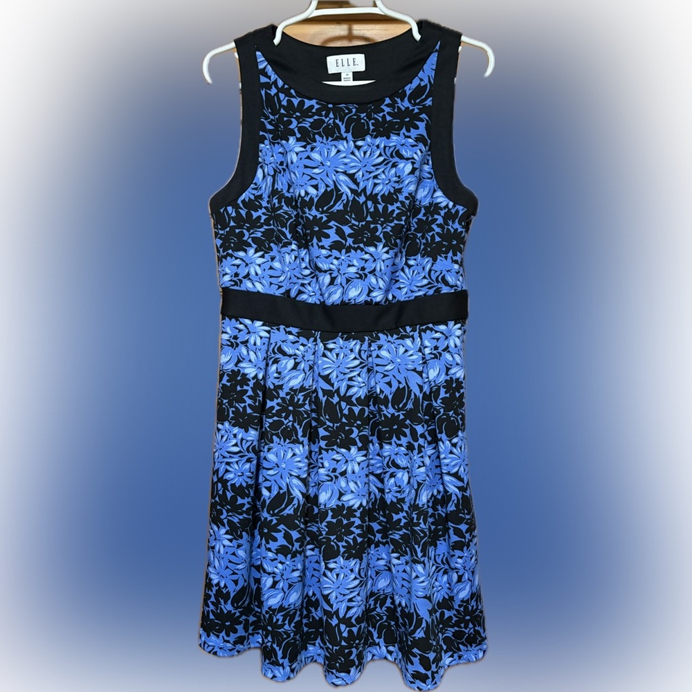 Elle Black and Blue Floral Dress